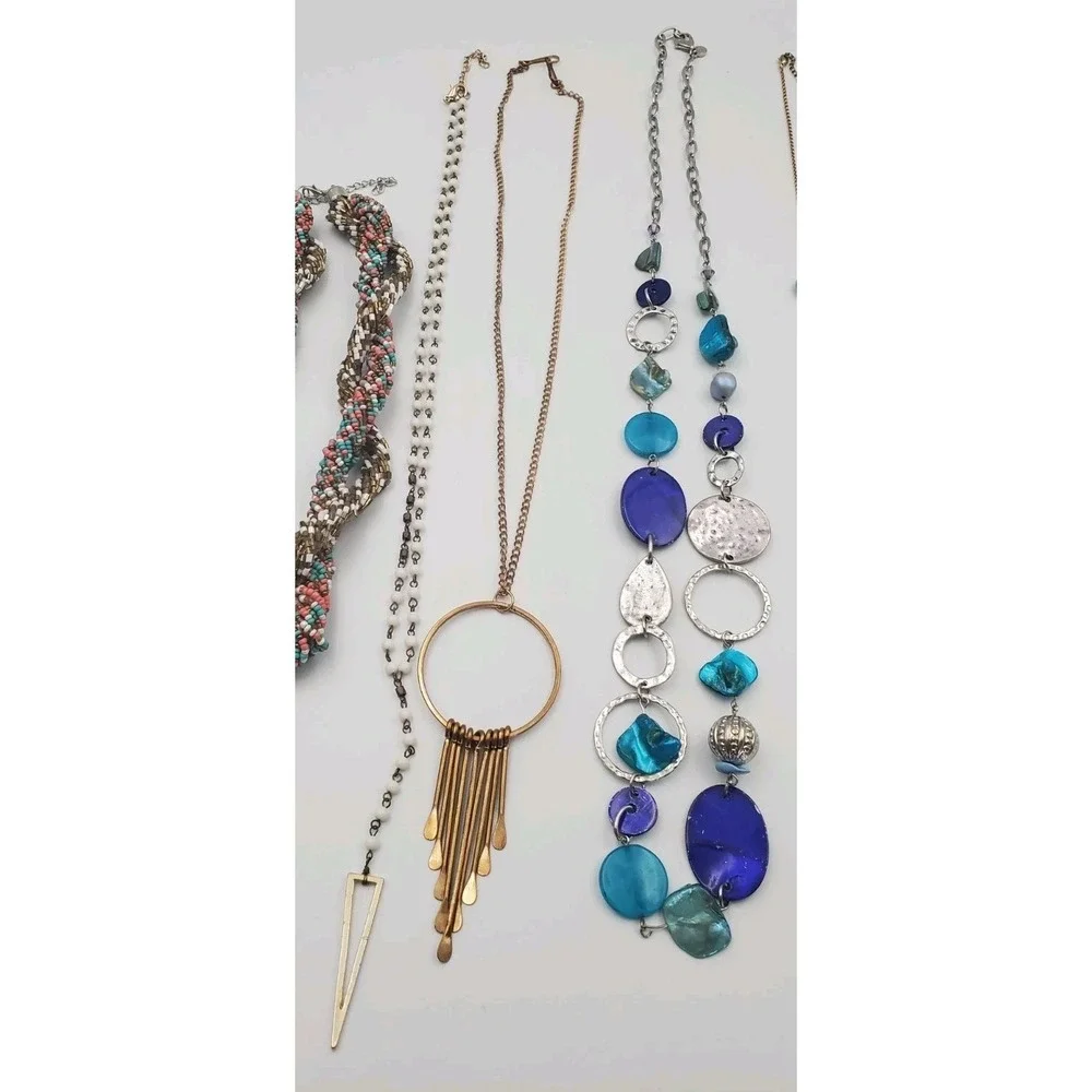 Vintage-Now Necklace Lot 8 Necklaces Teal And Faux Turquoise Estate Jewelry Find